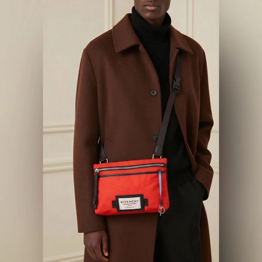 NWT Givenchy Red Downtown Flat Crossbody Bag Men’s Authentic